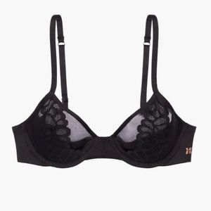 Microfiber and Lace Half Cup Bra